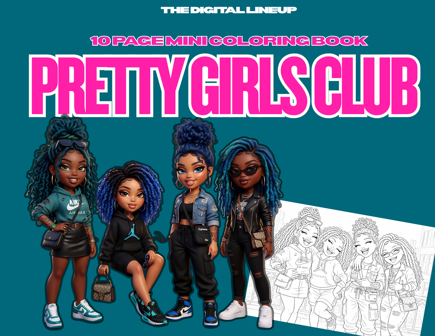 Pretty Girls Club 🎀✨ | Chic Besties Coloring Book