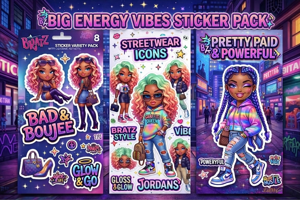 Big Energy Vibes Sticker Pack ⚡✨ | Bold, Glossy, Street Style Aesthetic Stickers