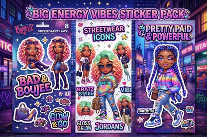 Big Energy Vibes Sticker Pack ⚡✨ | Bold, Glossy, Street Style Aesthetic Stickers