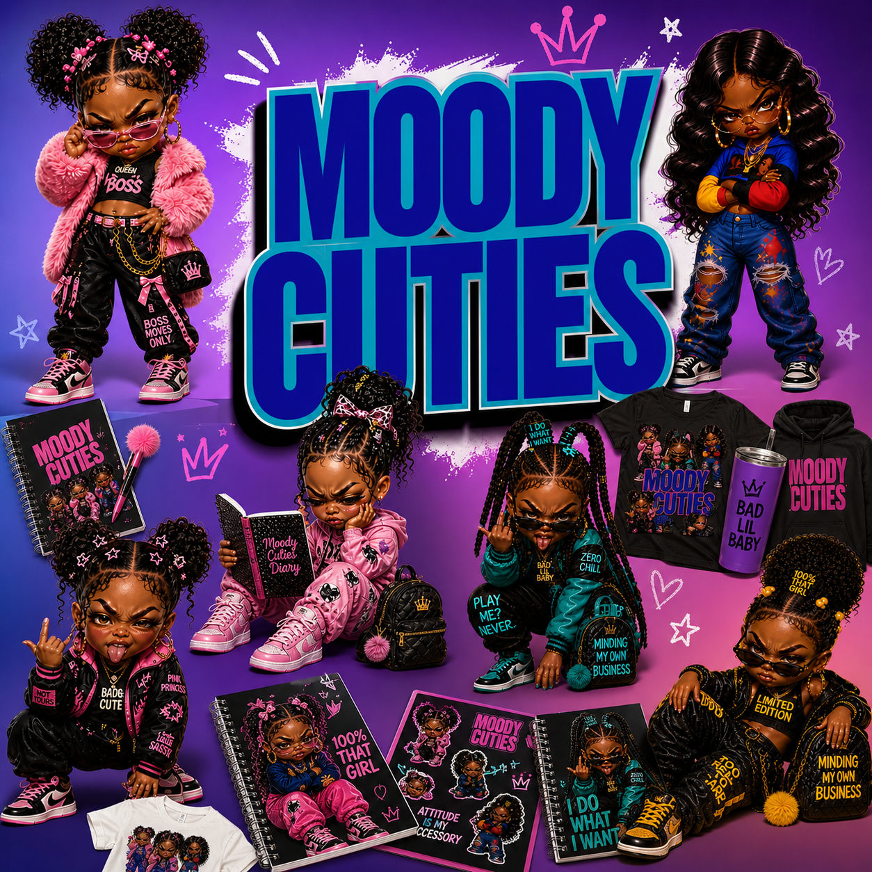 Moody Cuties™ Bold Attitude. Big Energy. Ready-to-Use Character Pack.