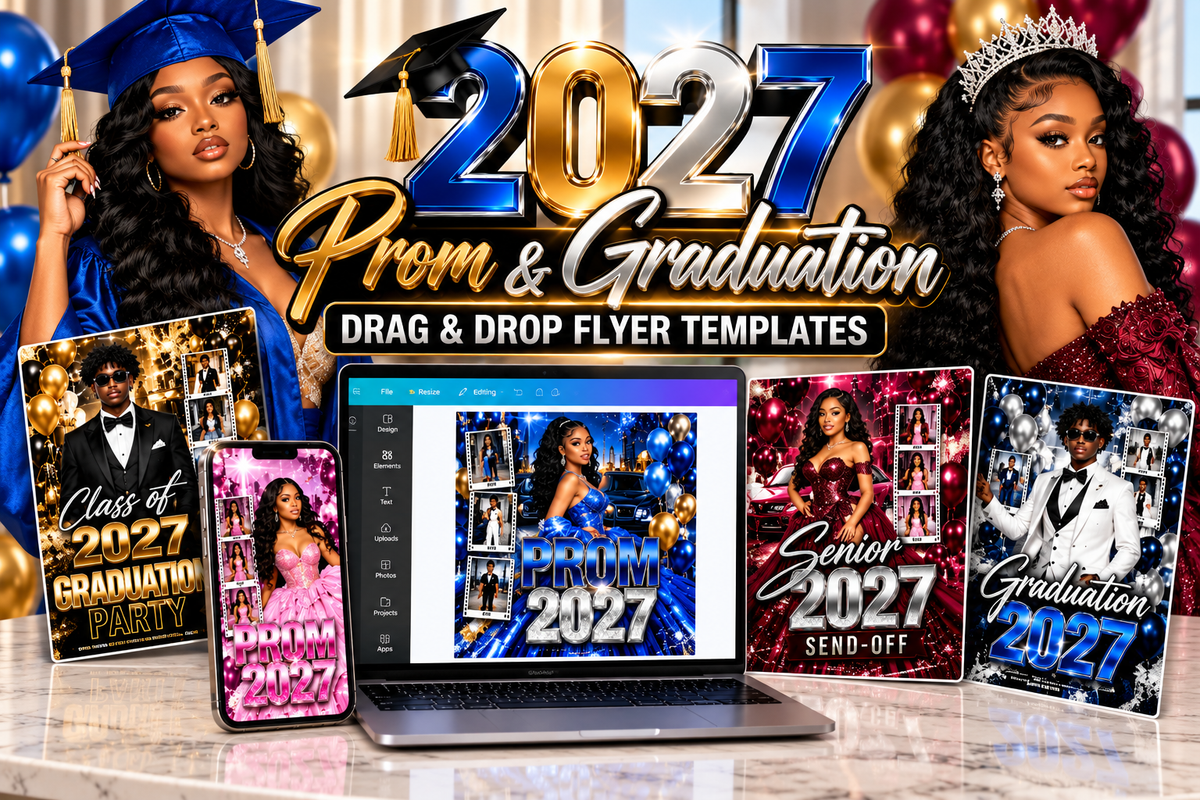 🎓 2027 Prom & Graduation Drag & Drop Flyer Templates