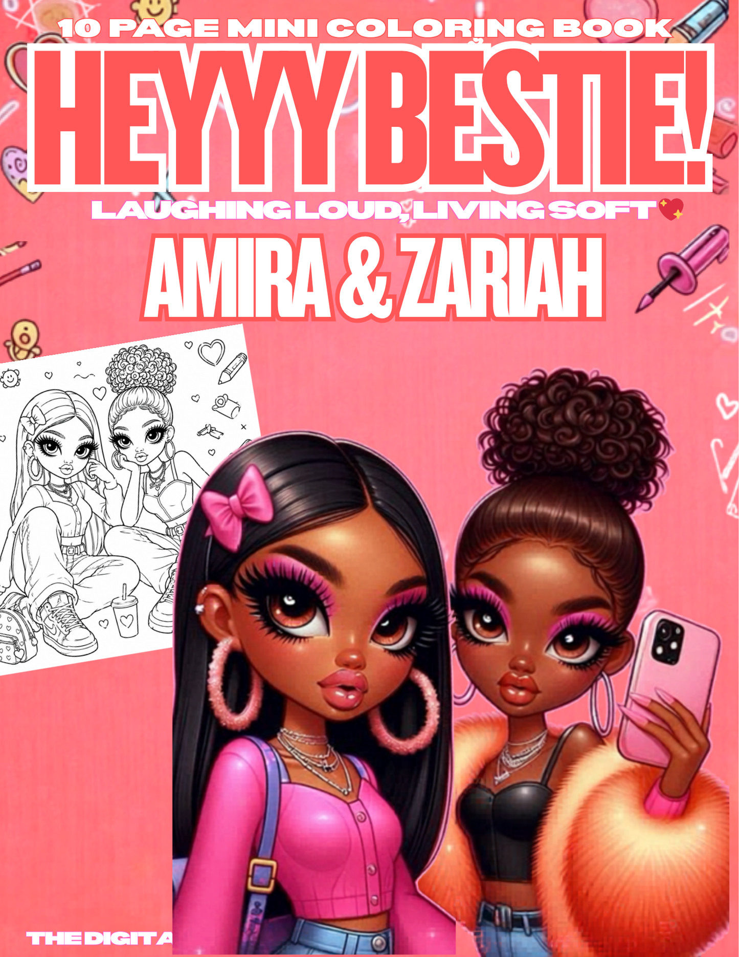 Hey Bestie Mini Coloring Book Starring Amira and Zariah 💖
