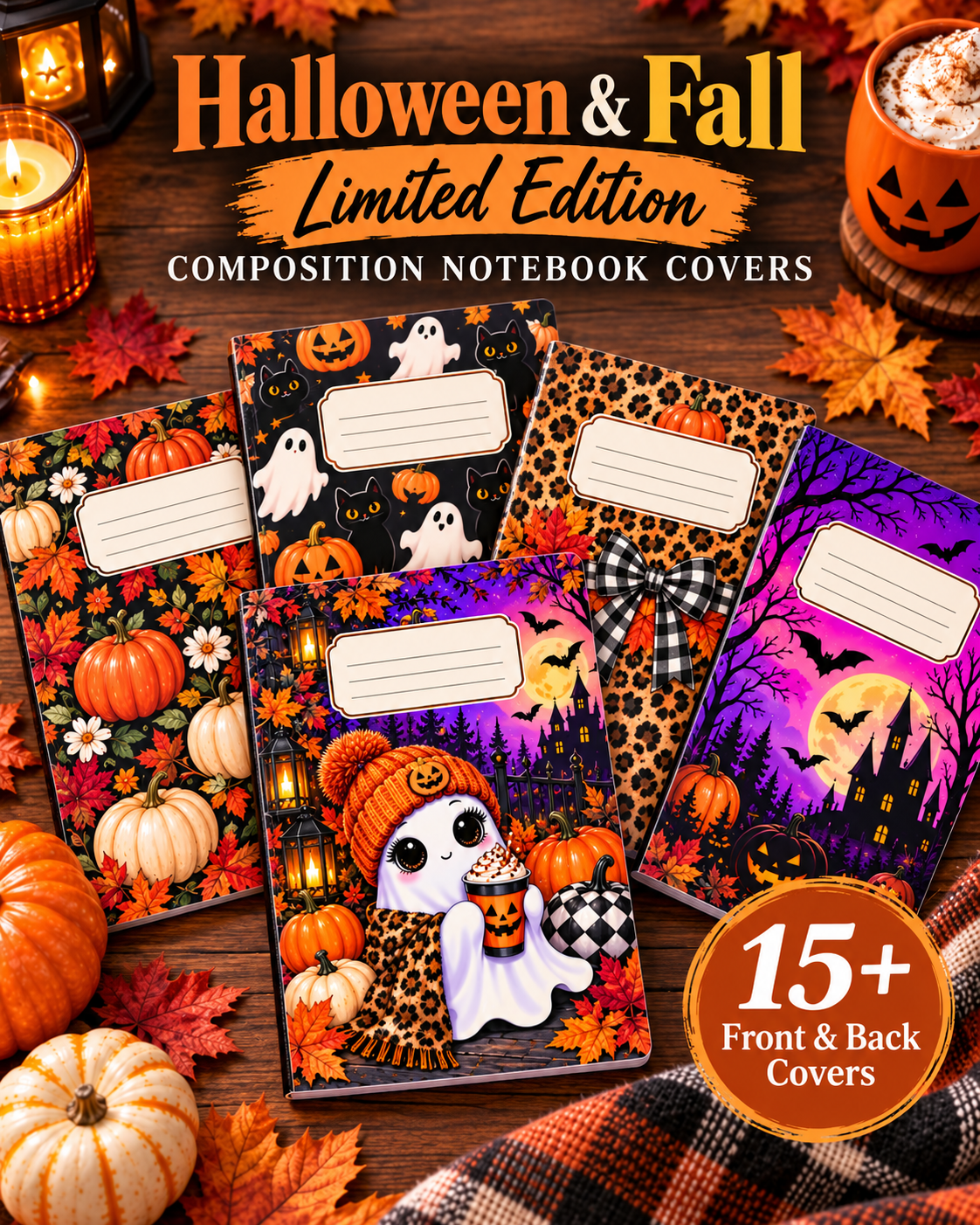 🎃🍂 Halloween & Fall Limited Edition Composition Notebook Covers